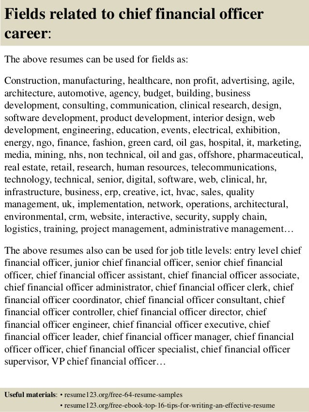top 8 chief financial officer resume samples chief financial officer resumes
