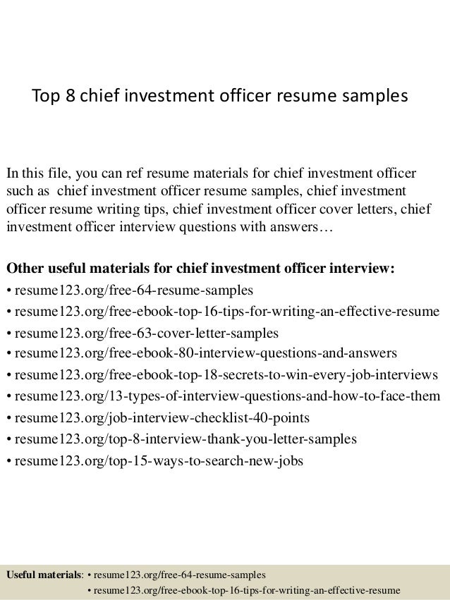 Top 8 Chief Investment Officer Resume Samples