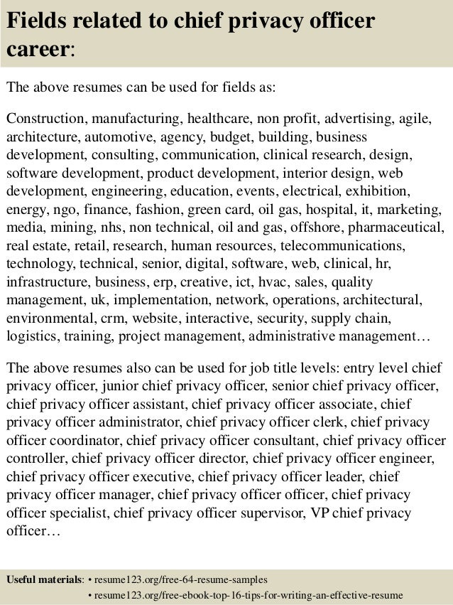 Top 8 chief privacy officer resume samples