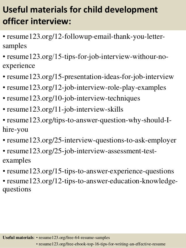 Top 8 Child Development Officer Resume Samples
