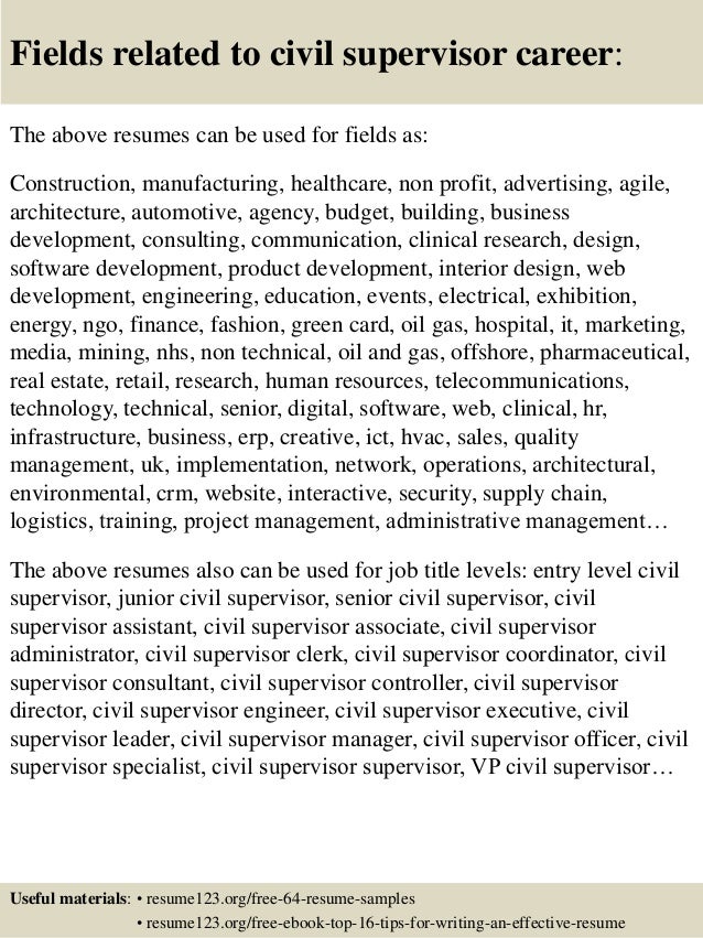civil supervisor resume download