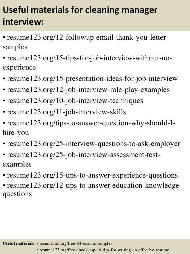 Cleaning manager resume sample