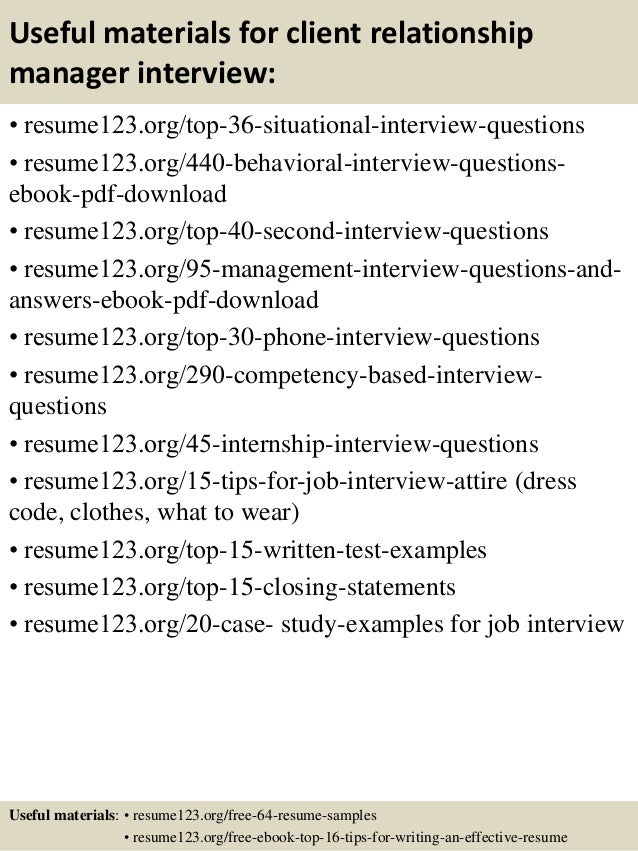 Sample resume for client relationship management