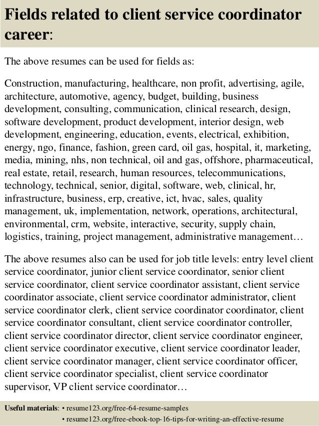 top 8 client service coordinator resume samples client service resumes