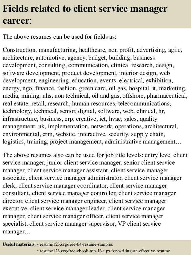client service manager resumes