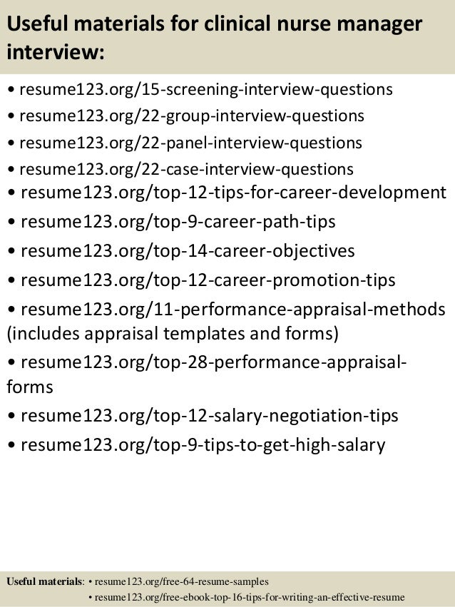 interview questions for clinical nurse manager