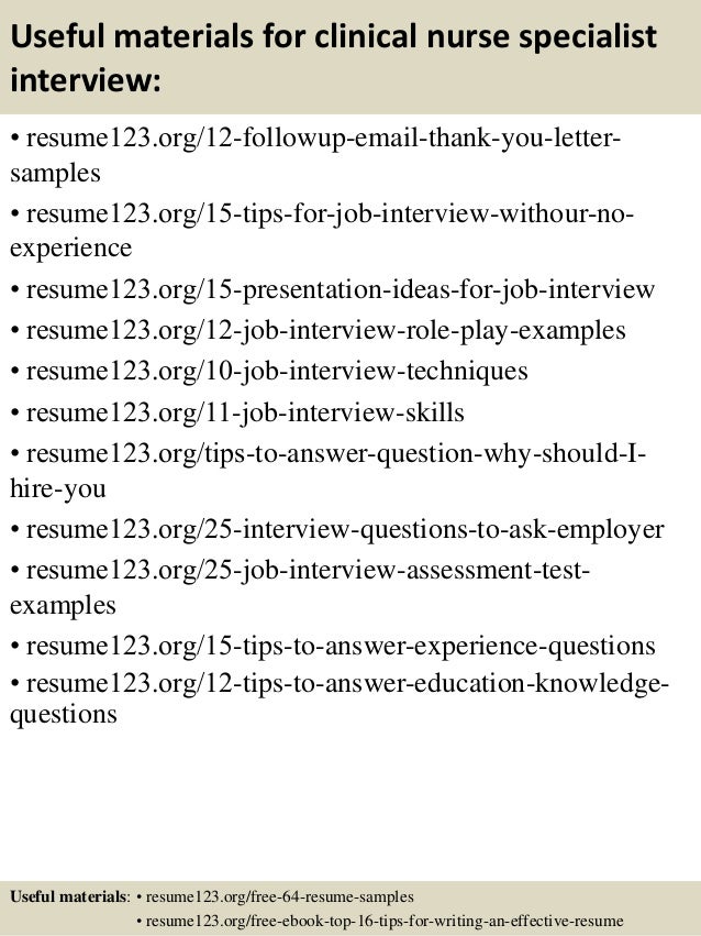clinical nurse specialist resumes