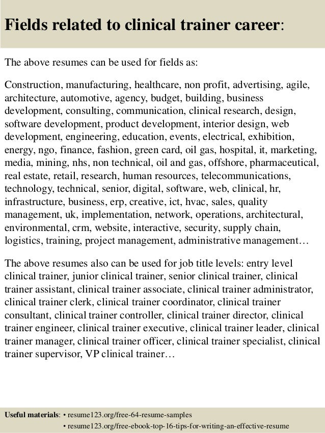 trainer sample resumes