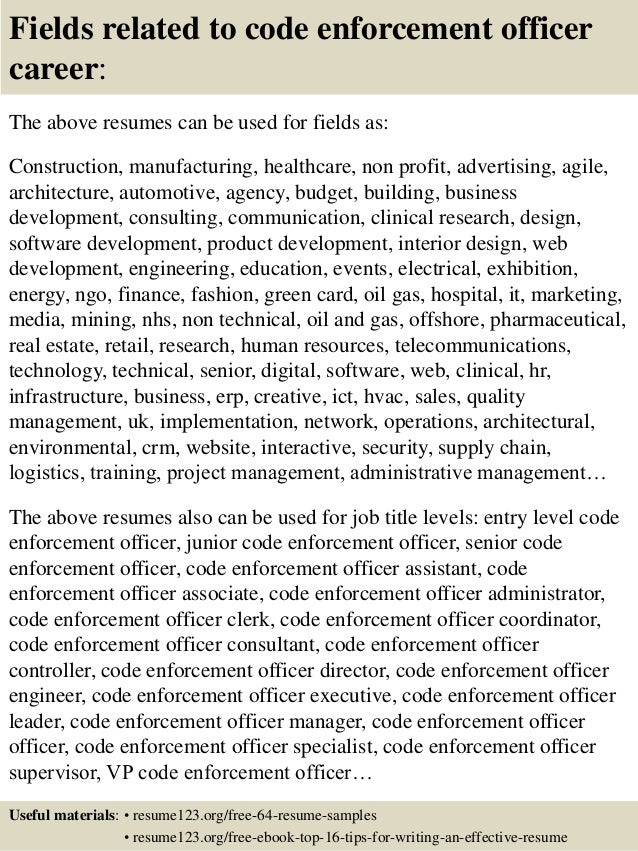 Top 8 code enforcement officer resume samples