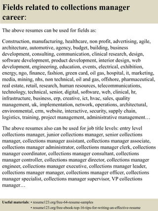 Top 8 collections manager resume samples | PPTX