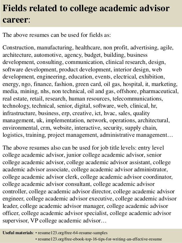 academic advisor resume sample