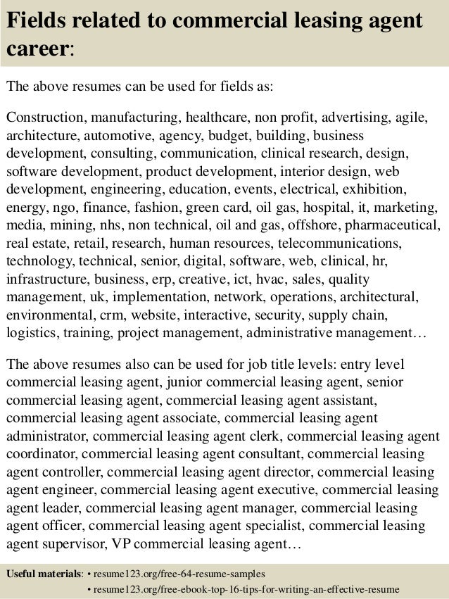 leasing agent resume samples