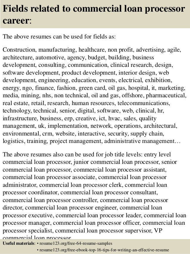 loan processor resume example