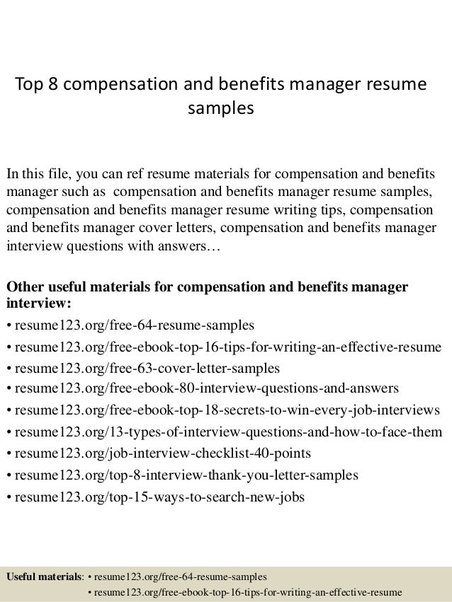 top 8 compensation and benefits manager resume samples compensation and benefits manager