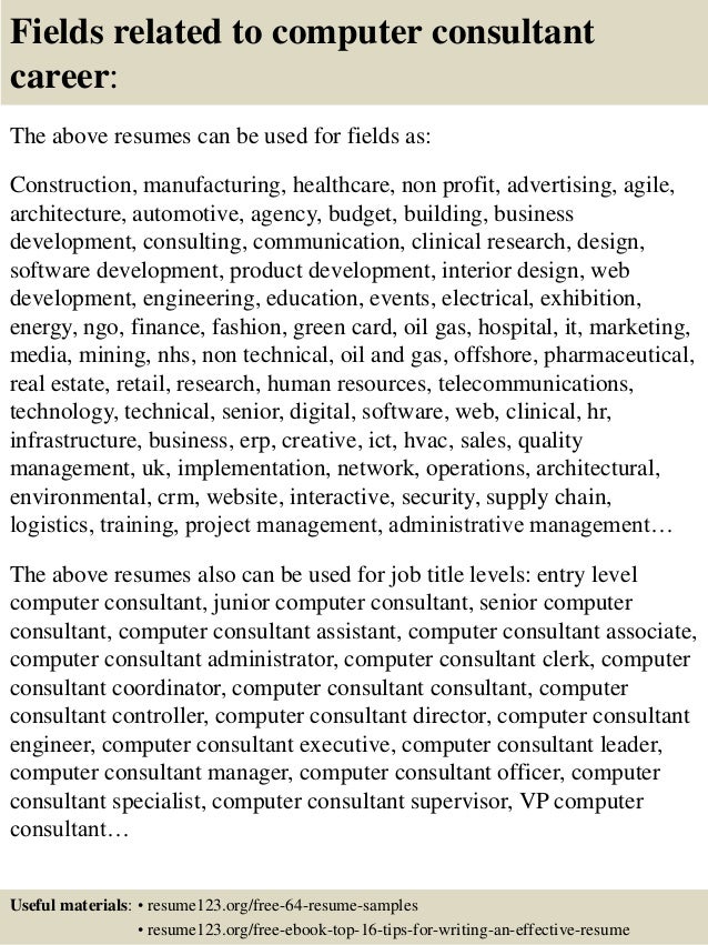 top 8 computer consultant resume samples computer consultant resumes
