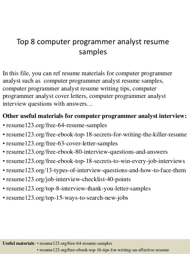 computer programmer resume examples