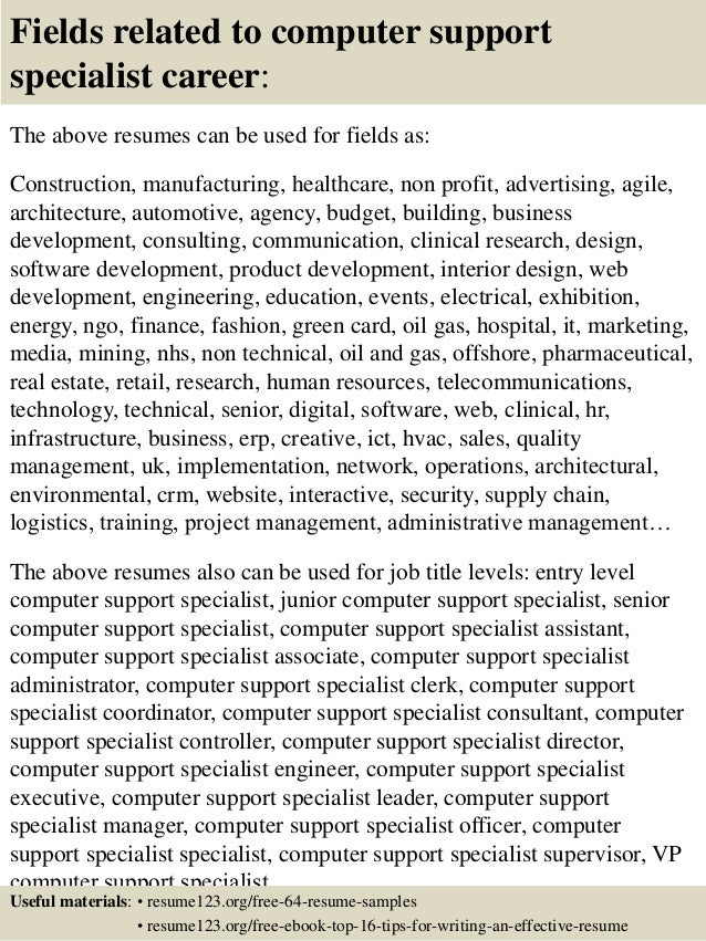 top 8 computer support specialist resume samples support specialist resumes