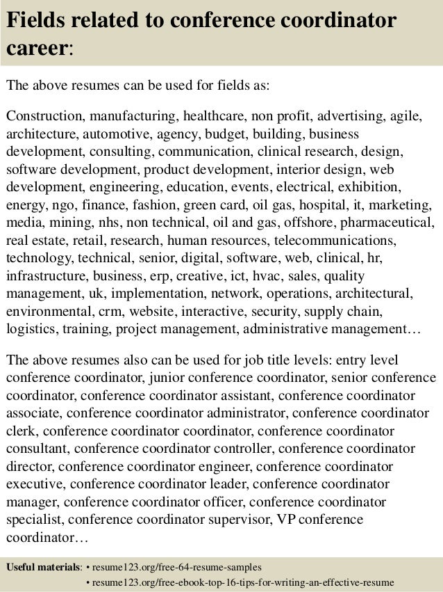 Conference coordinator resume sample