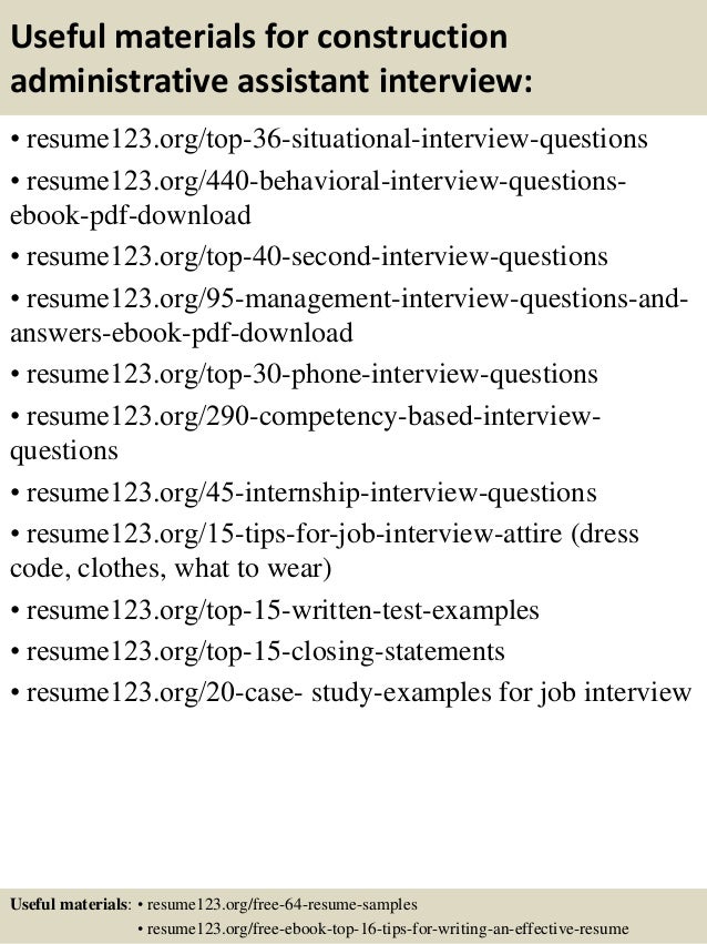 Sample construction assistant resume