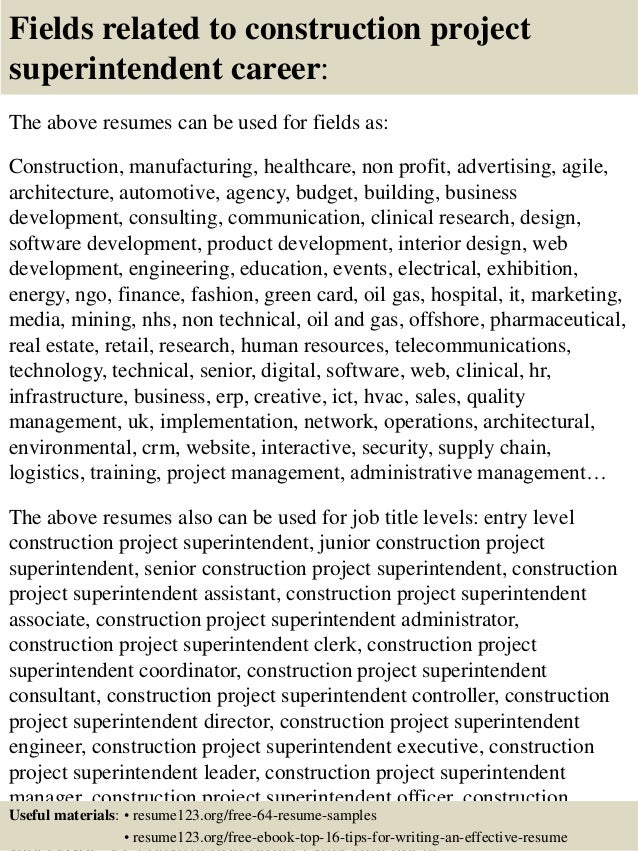 top 8 construction project superintendent resume samples project superintendent resumes