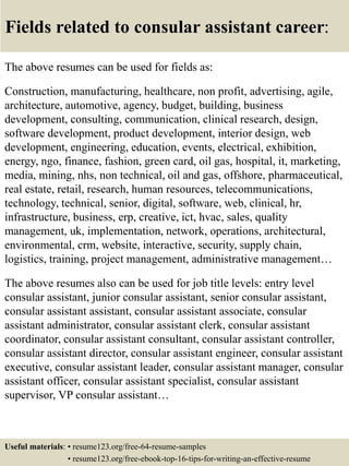 Consular Associate Top 8 consular assistant resume samples | PPTX