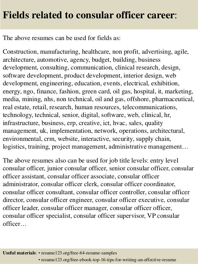 consular assistant cover letter