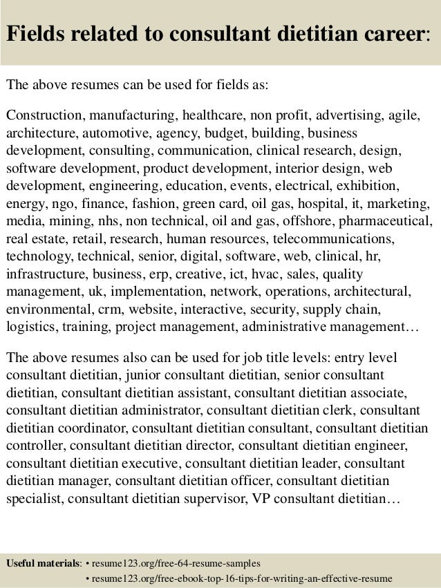 top 8 consultant dietitian resume samples