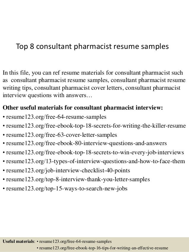 pharmacist consultant resume