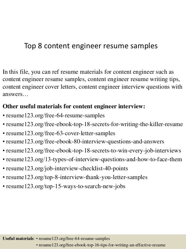 contents of a resumes