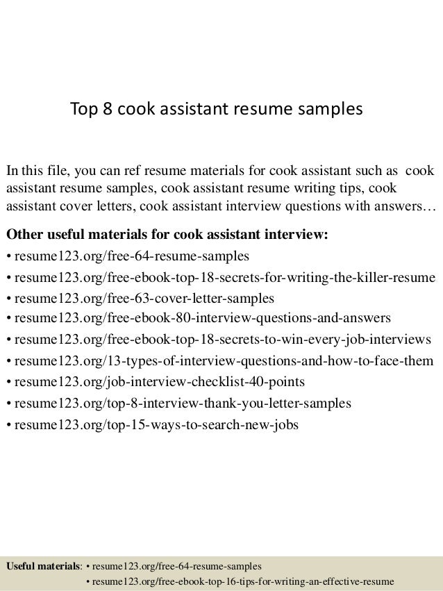 top 8 cook assistant resume samples in this file you can ref resume materials for - Resume Sample For Cook top 8 cook assistant resume samples in this file you can ref resume materials for - Resume Sample For Cook