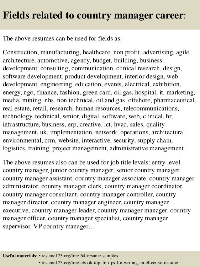 top 8 country manager resume samples director of finance resume