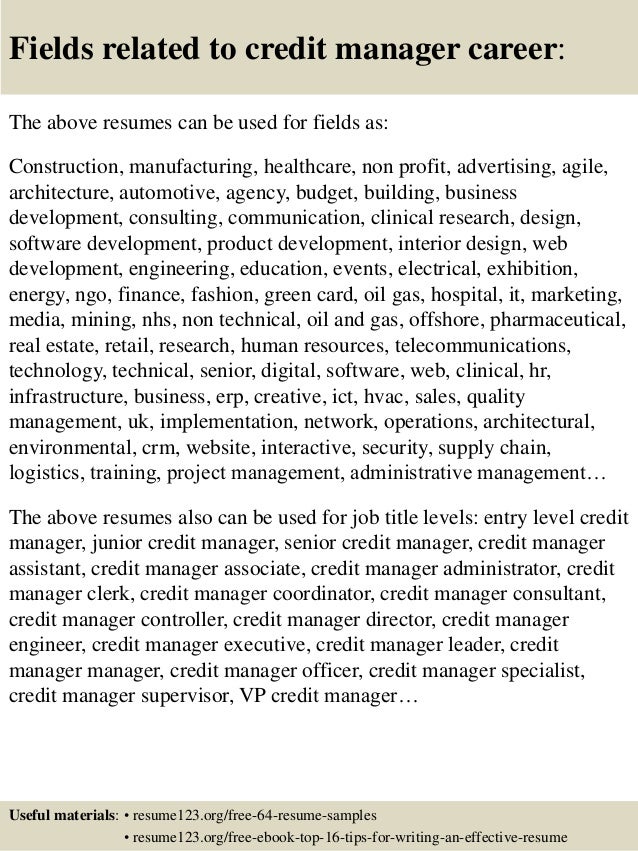 top 8 credit manager resume samples assistant credit manager resume job description