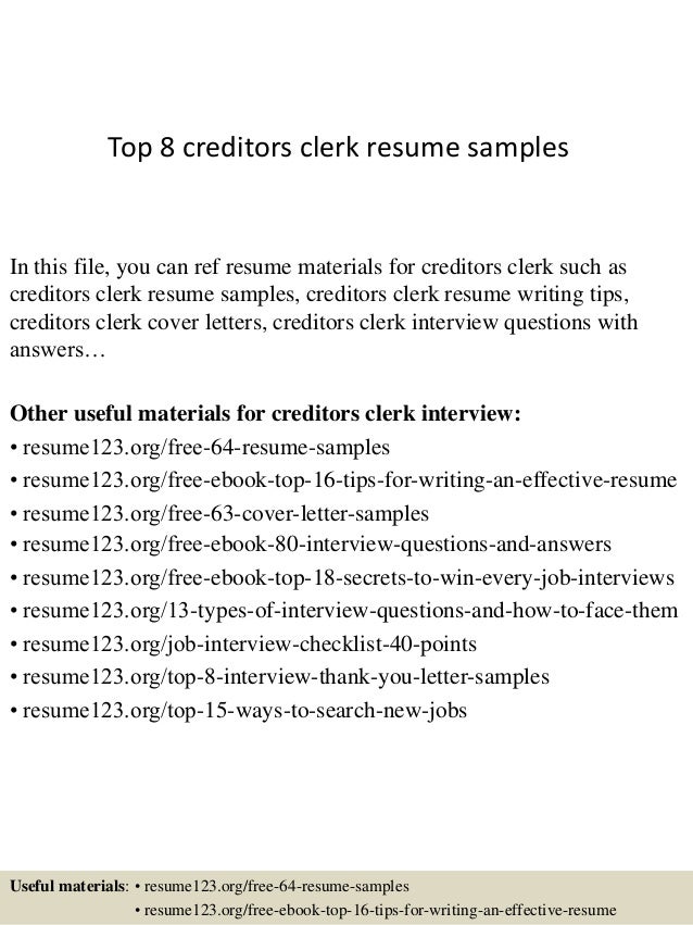 Clerk resume format