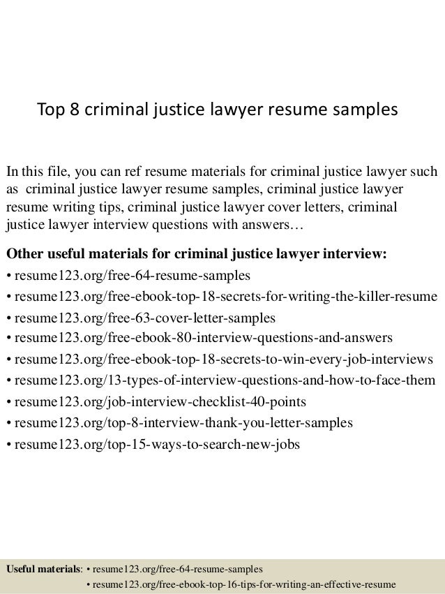 top 8 criminal justice lawyer resume samples criminal justice resume examples