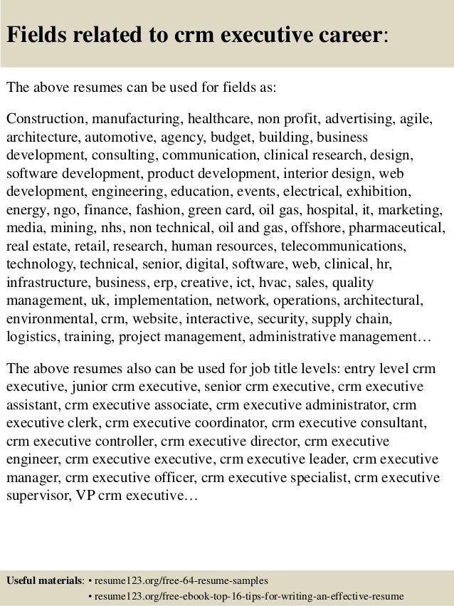 Top 8 Crm Executive Resume Samples