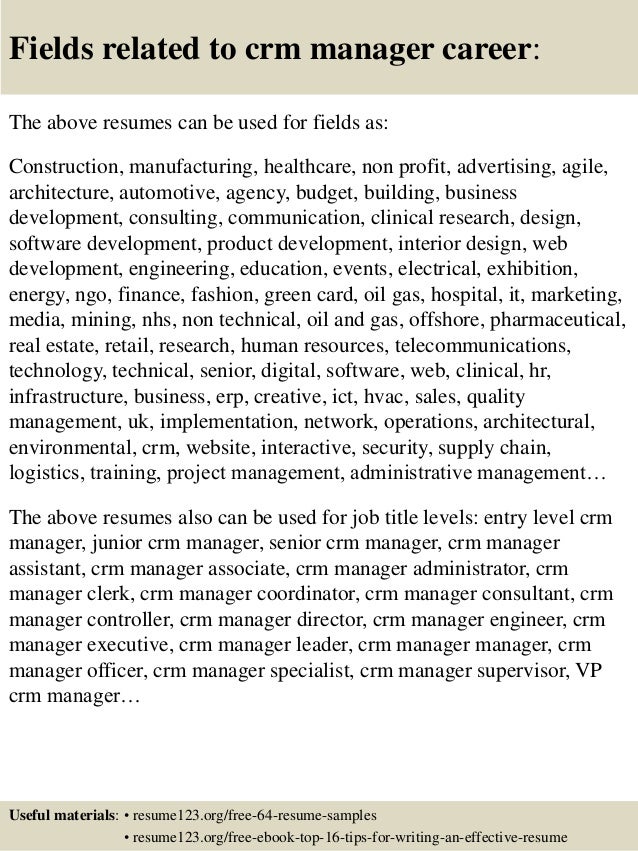 senior manager resumes