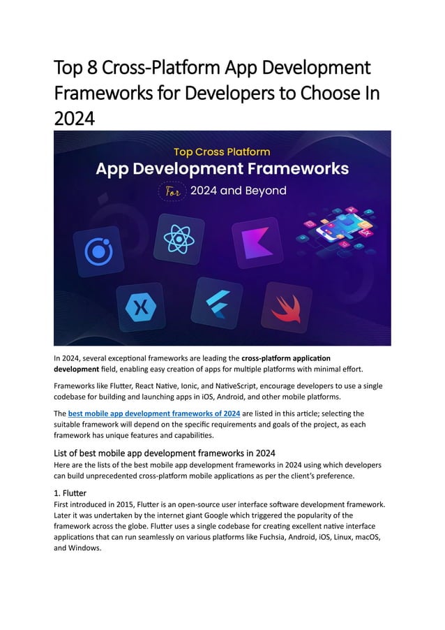 Top 8 Cross-Platform App Development Frameworks for Developers to ...