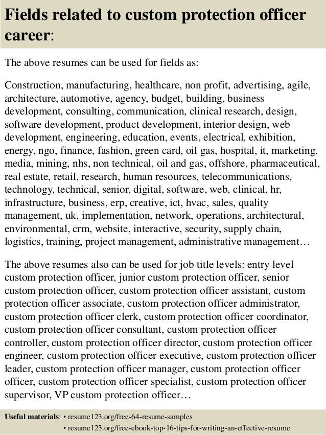 Custom protection officer resume
