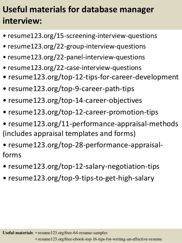 Database sample resume