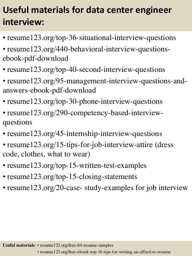 Data centre engineer resume