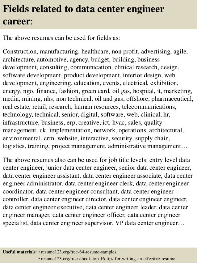 Data centre engineer resume