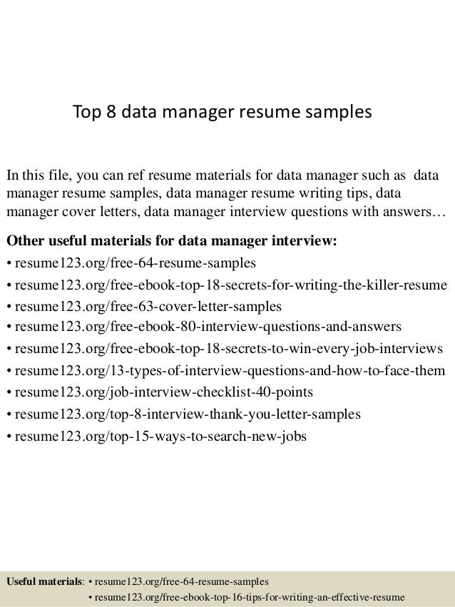 data manager cover letter
