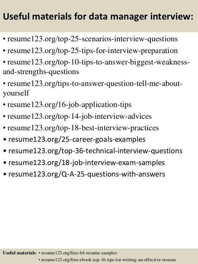 top 8 data manager resume samples