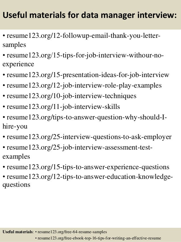 top 8 data manager resume samples
