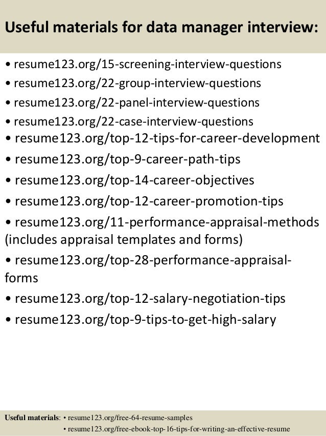 top 8 data manager resume samples