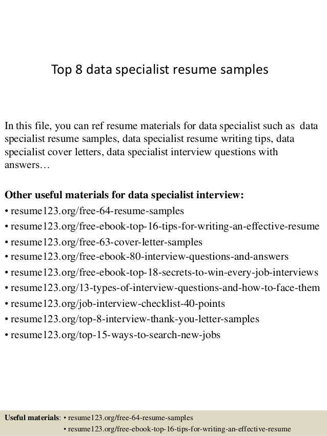 data specialist cover letter
