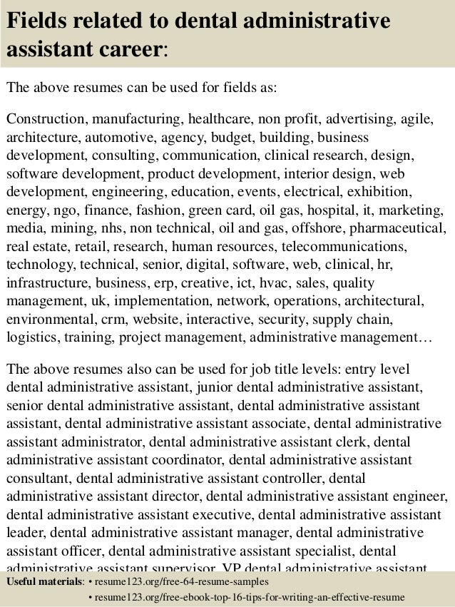 top 8 dental administrative assistant resume samples administrative assitant resumes