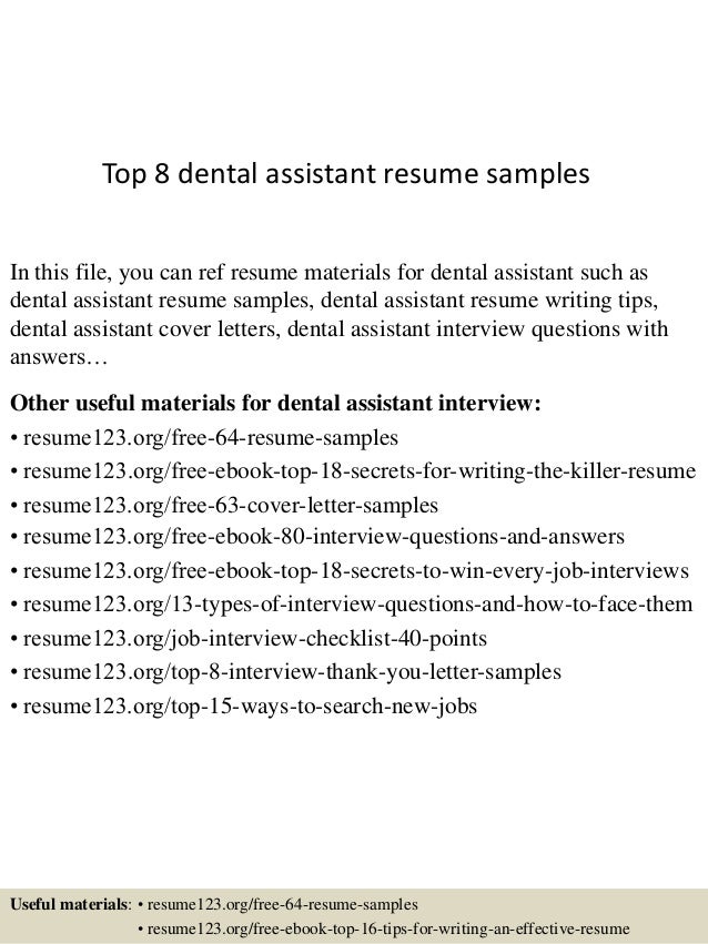 example of a dental assistant resume