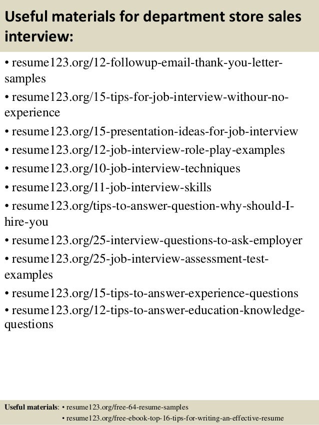 Sample resume for department store sales associate