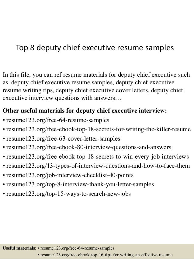 top 8 deputy chief executive resume samples top executive resumes